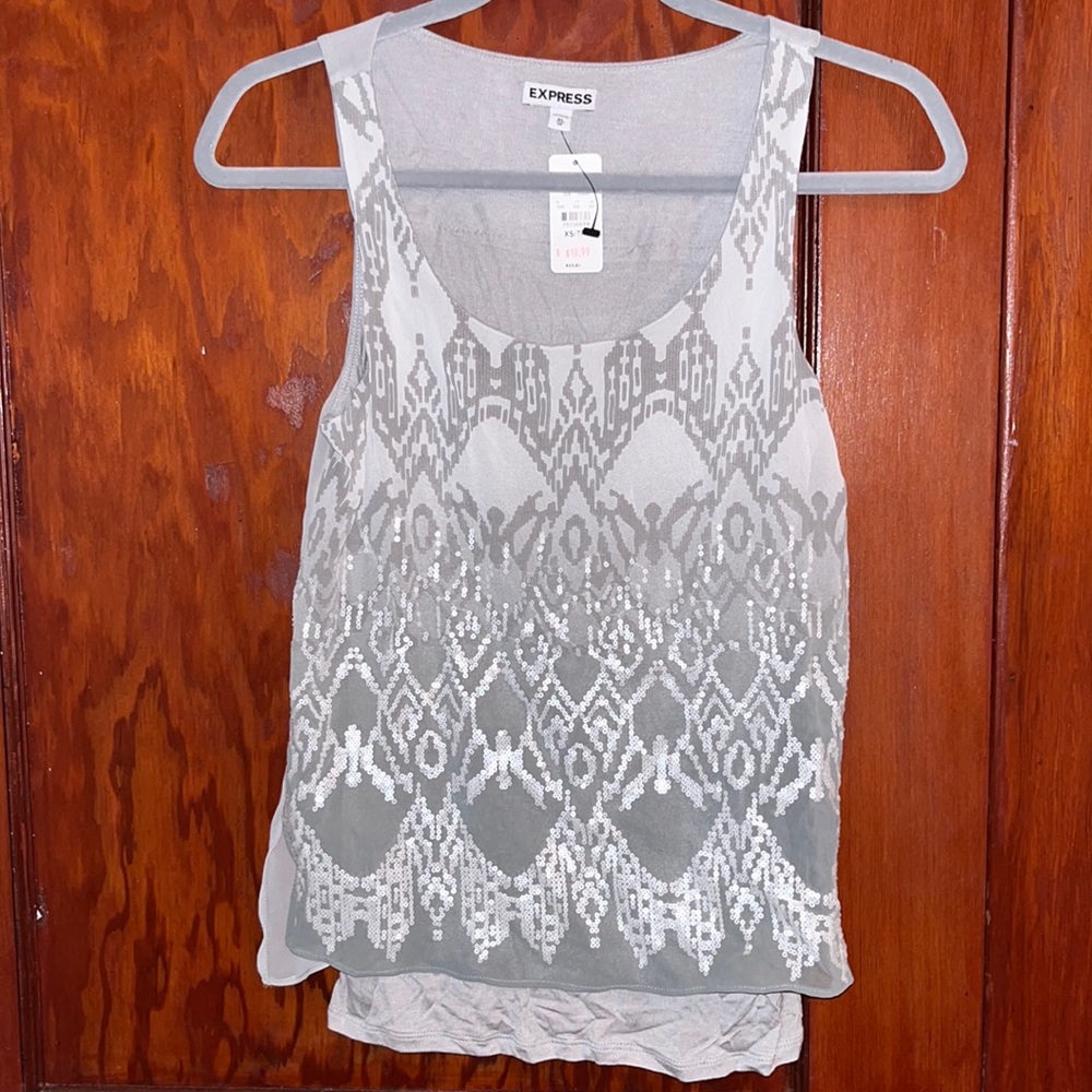 Extra small, Express, gray sleeveless top with sequin detail